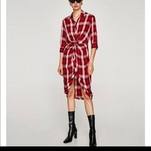 Zara Shirt Dress w/ Knot Size XS
